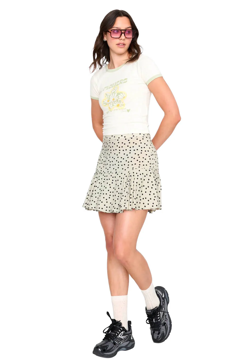 24COLOURS - DOT SKIRT - GREEN - Image 2