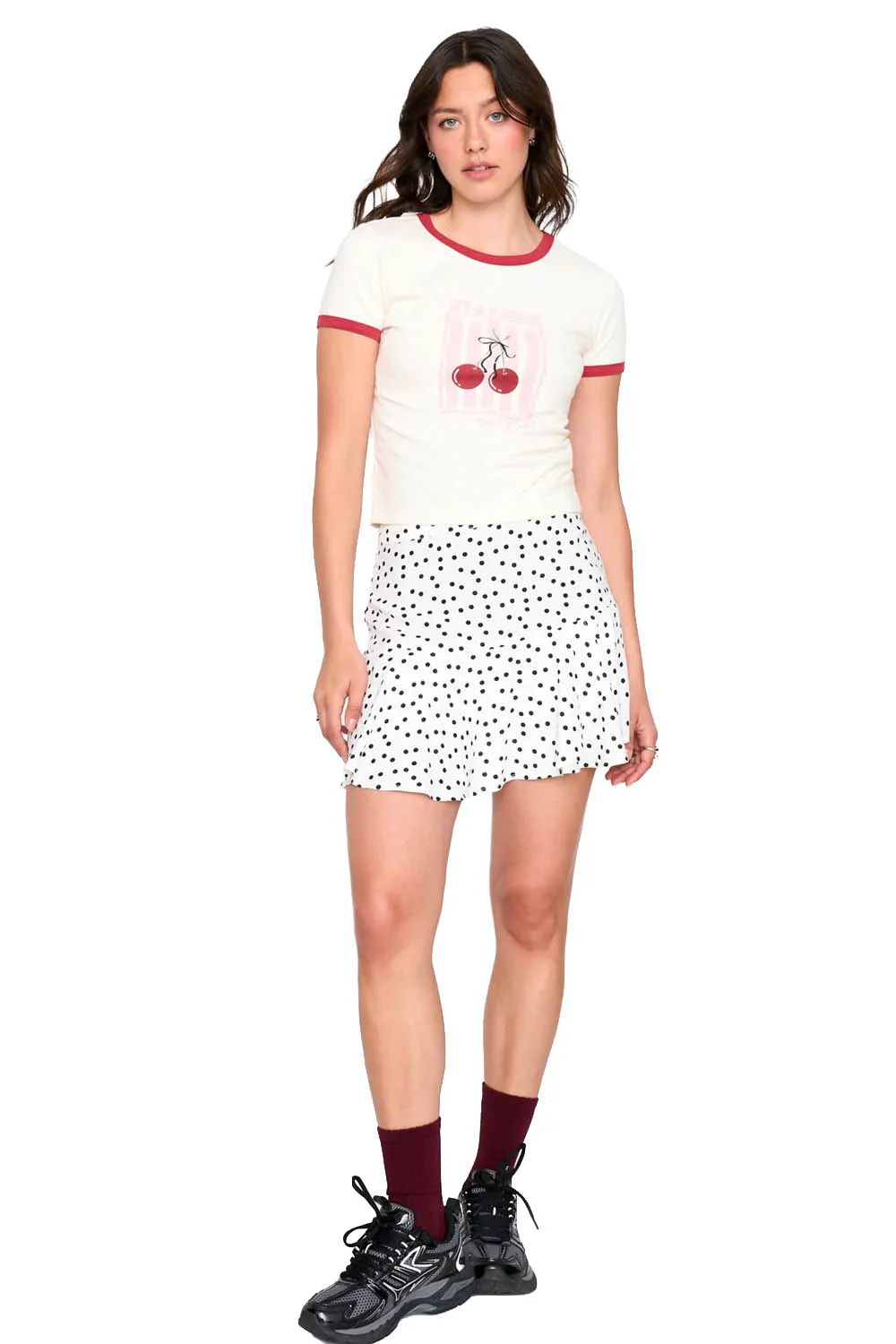 24COLOURS - DOT SKIRT - WHITE - Image 2