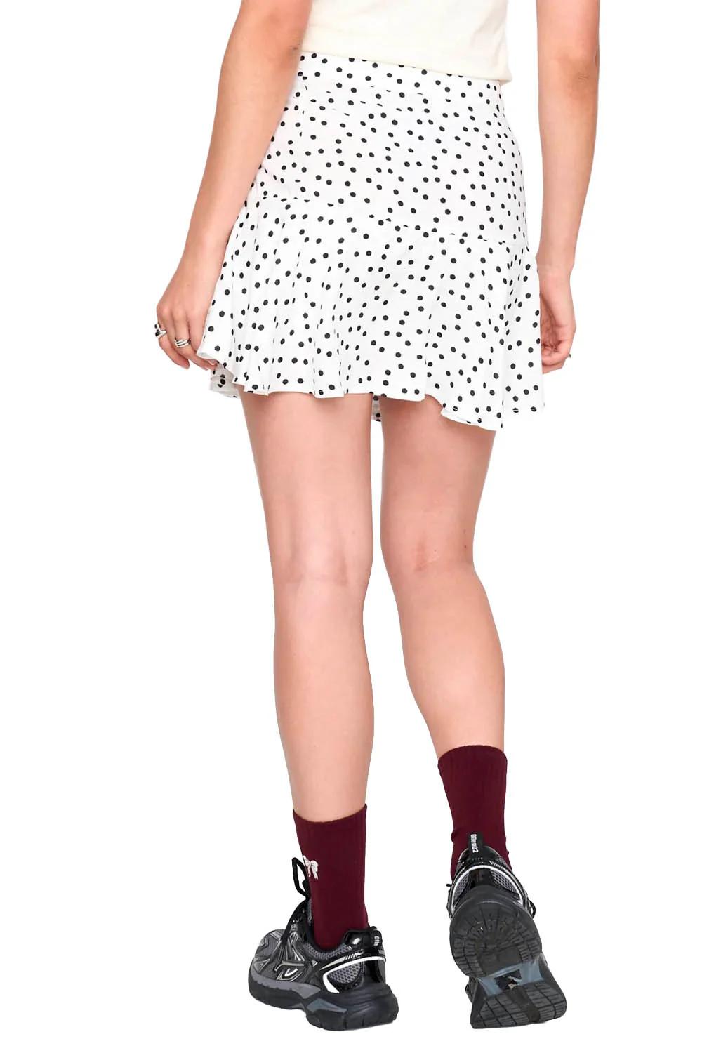24COLOURS - DOT SKIRT - WHITE - Image 4