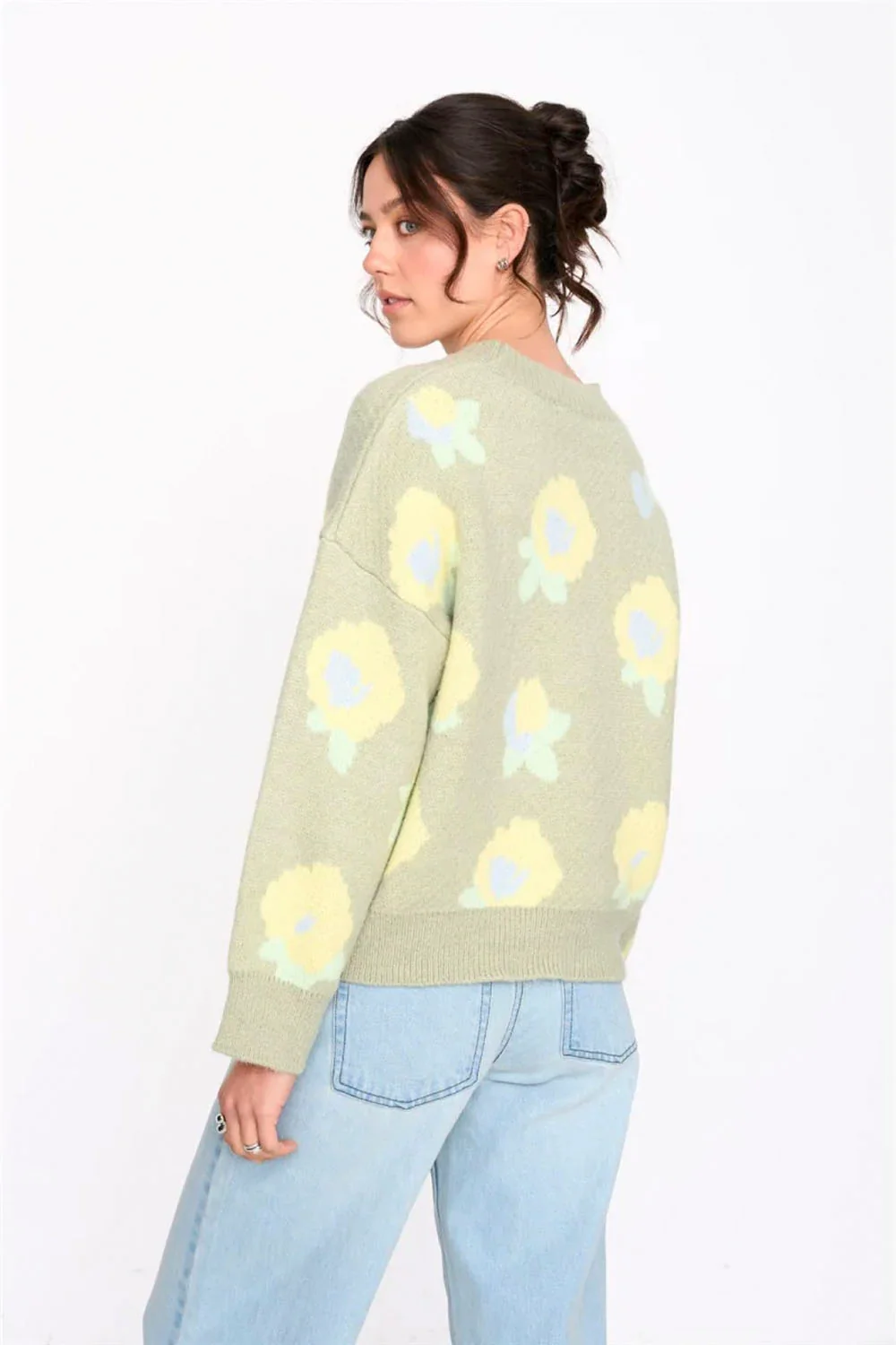 24COLOURS - GREEN FLOWERS SWEATER - Image 2