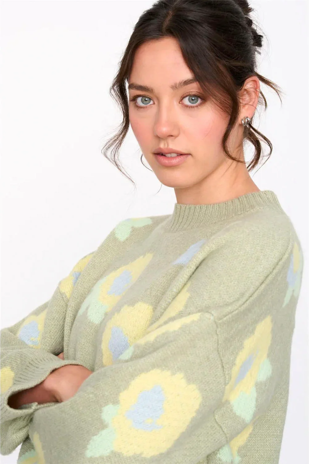 24COLOURS - GREEN FLOWERS SWEATER - Image 4