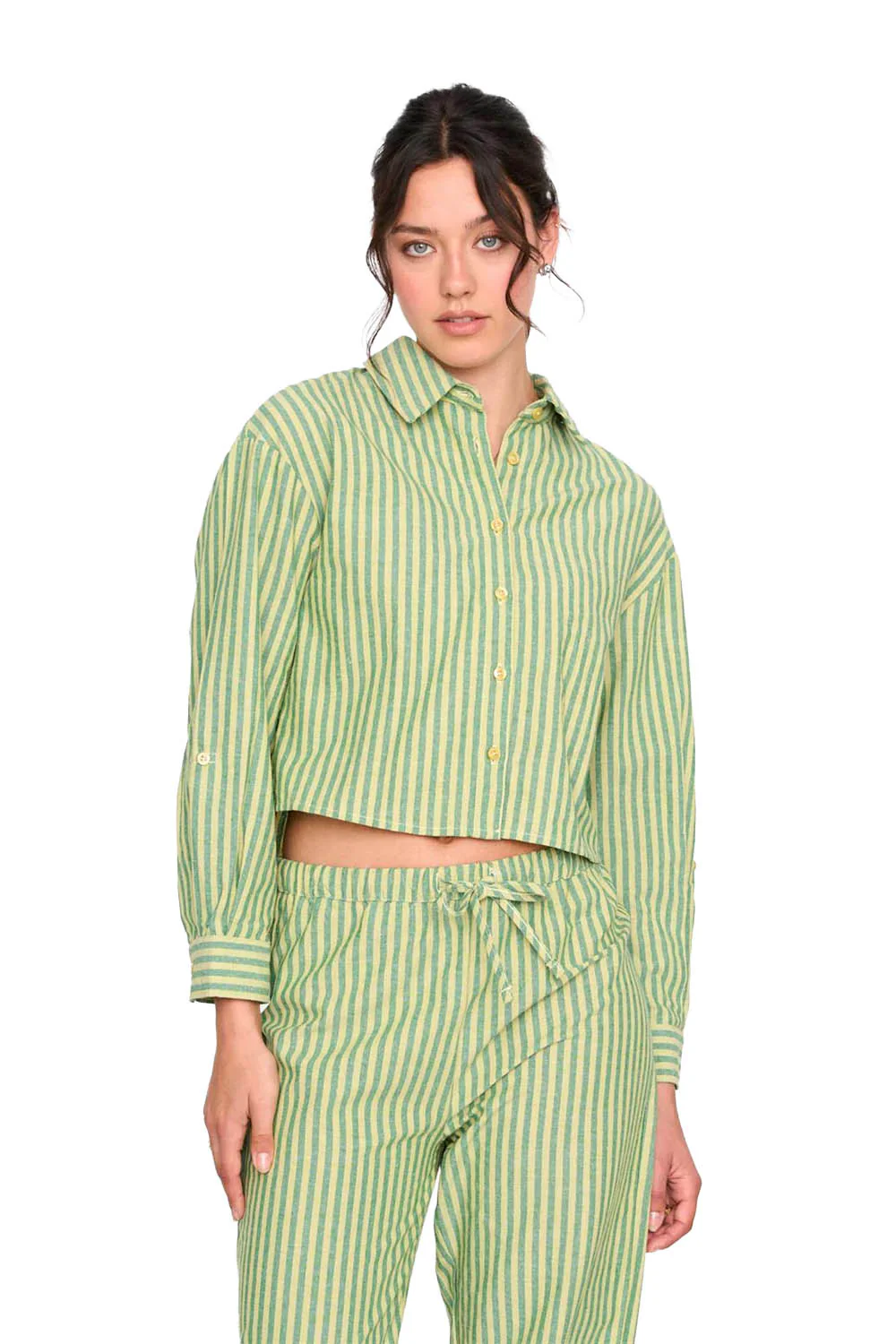 24COLOURS - GREEN STRIPED SHIRT