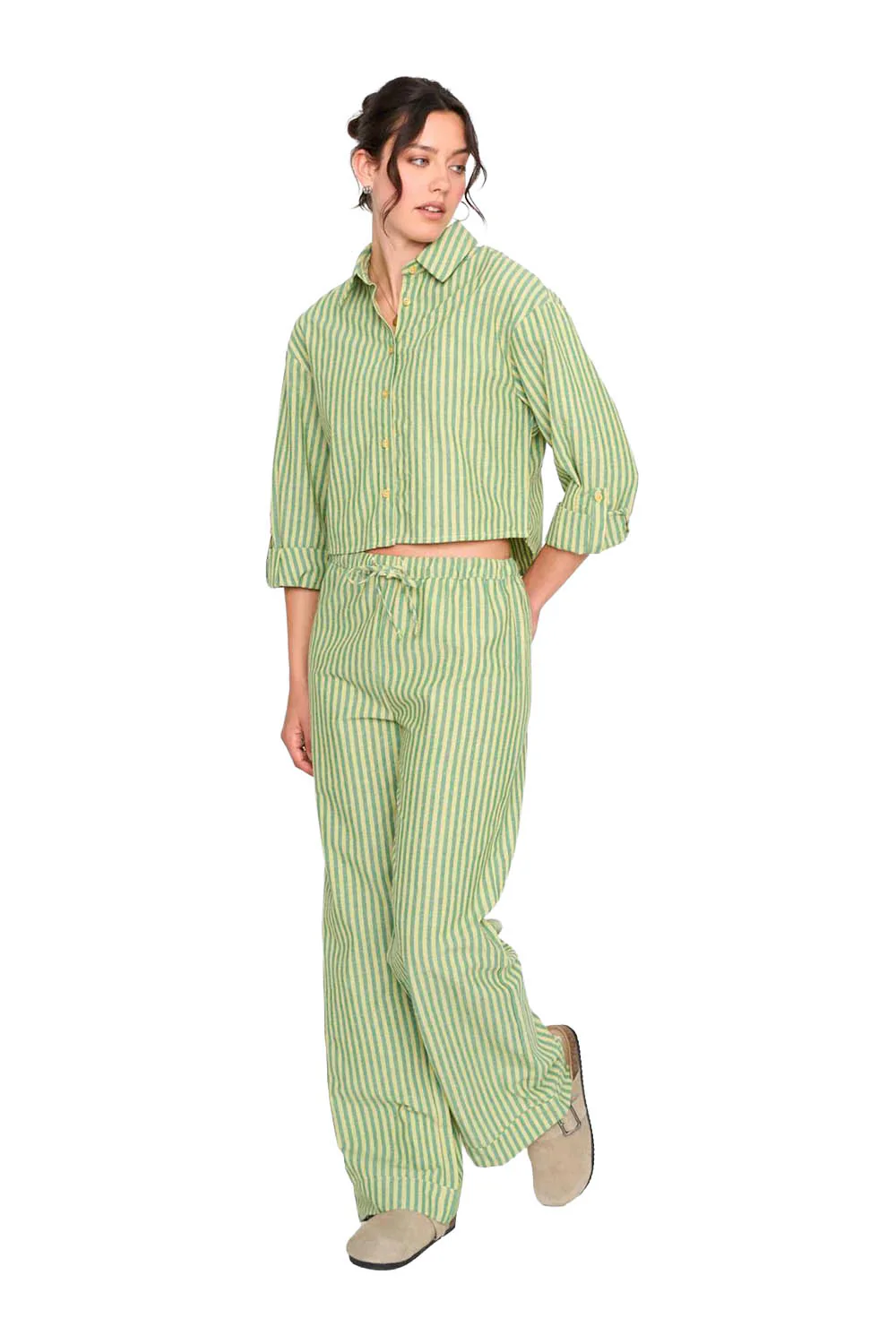 24COLOURS - GREEN STRIPED SHIRT - Image 3