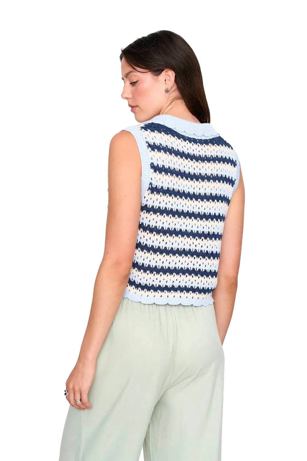 24COLOURS - KNITTED VEST - BLUE STRIPES - Image 2