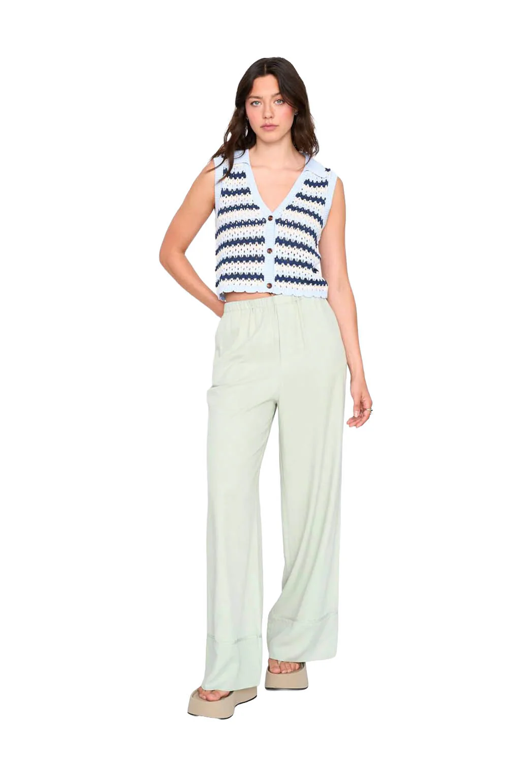 24COLOURS - KNITTED VEST - BLUE STRIPES - Image 4