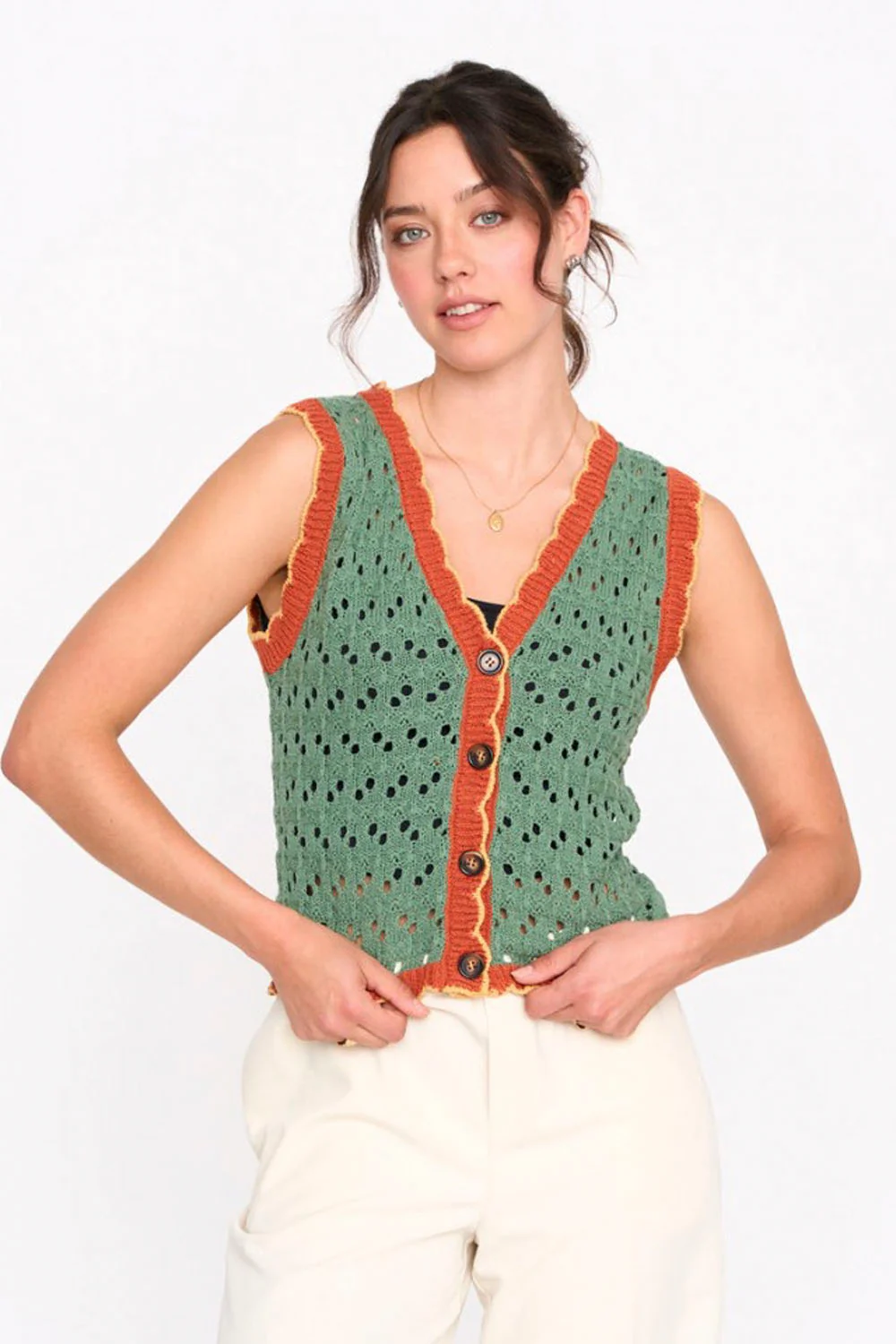 24COLOURS - KNITTED VEST - GREEN