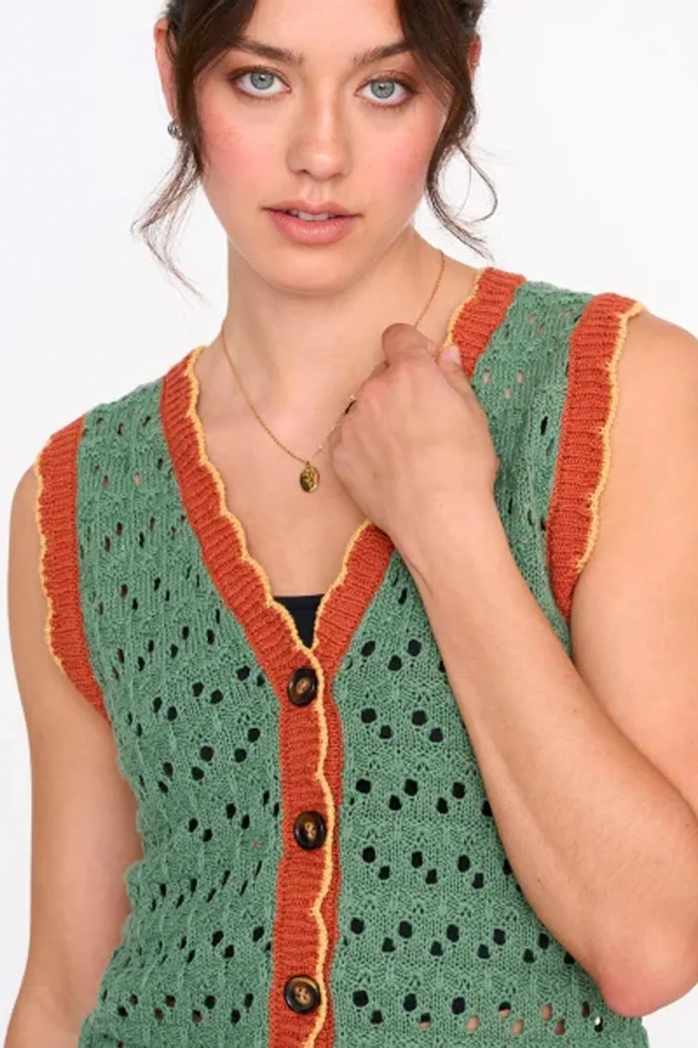 24COLOURS - KNITTED VEST - GREEN - Image 3
