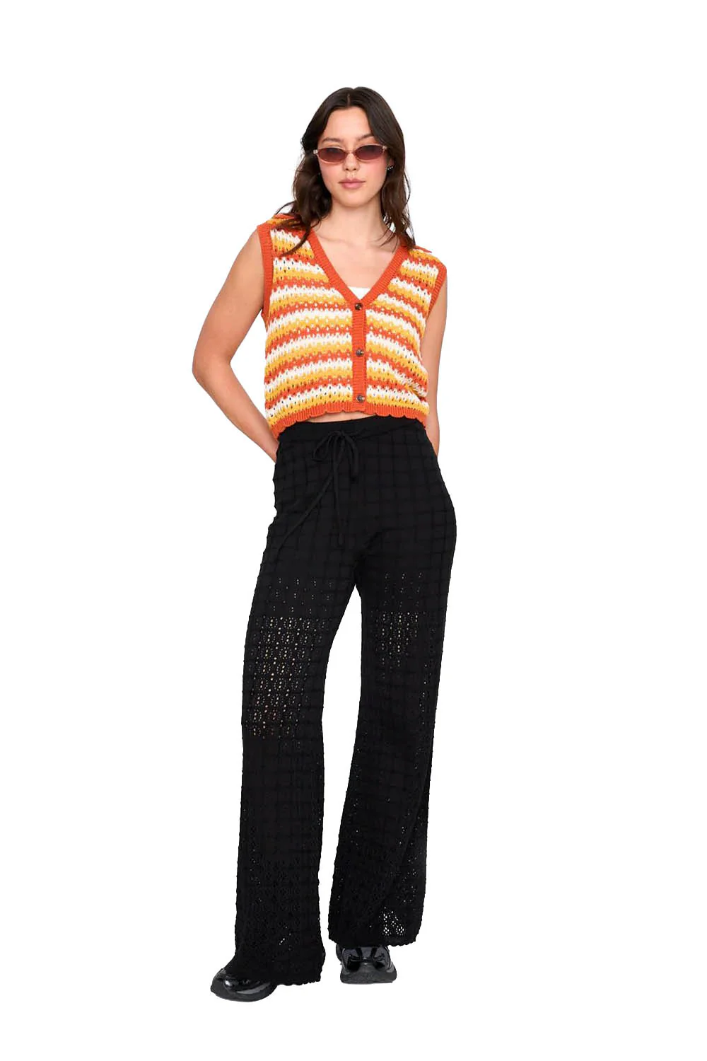 24COLOURS - KNITTED VEST - ORANGE STRIPES - Image 4