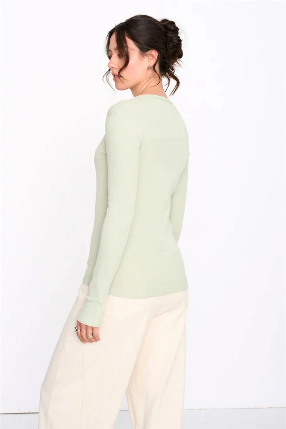 24COLOURS - RIBBED T-SHIRT - GREEN - Image 2