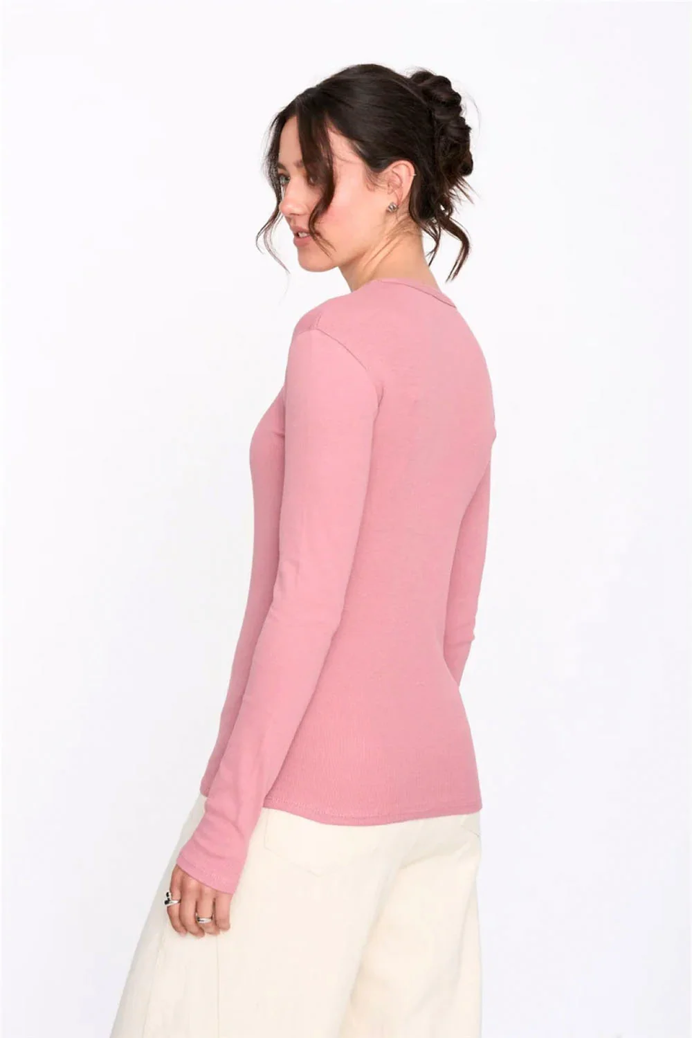 24COLOURS - RIBBED T-SHIRT - ROSE - Image 2