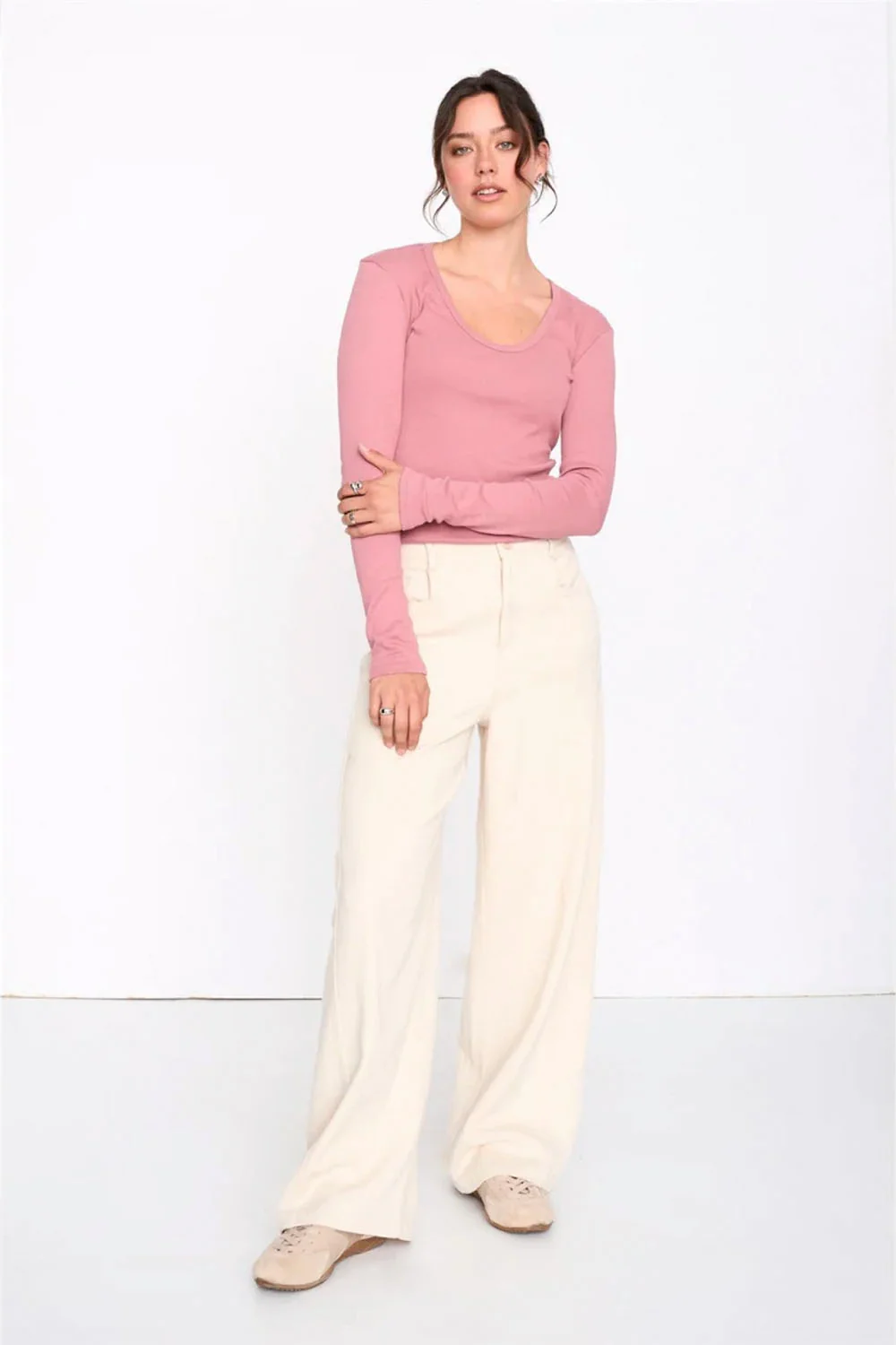 24COLOURS - RIBBED T-SHIRT - ROSE - Image 3