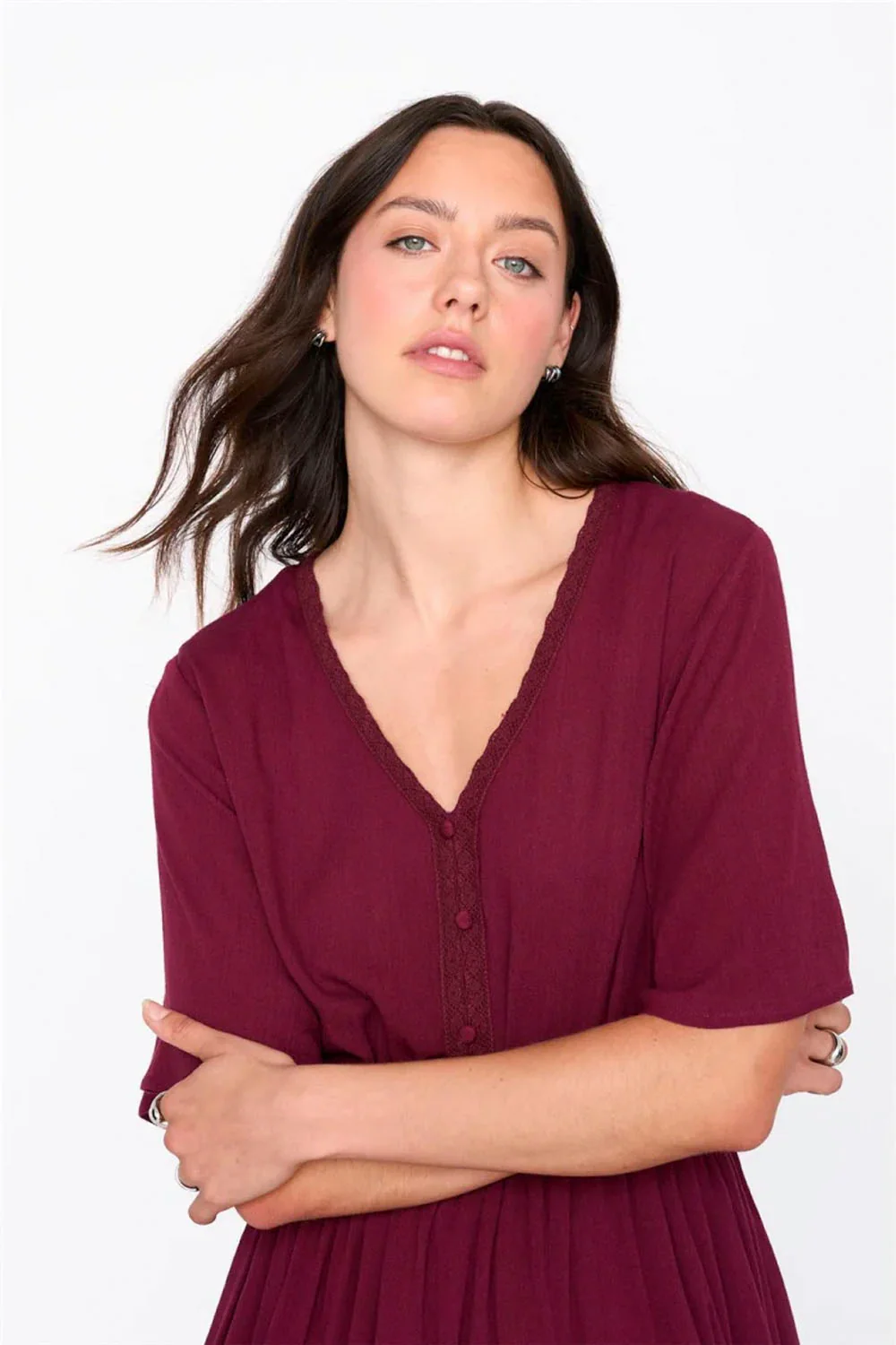 24COLOURS - SHORT BORDEAUX DRESS - Image 4