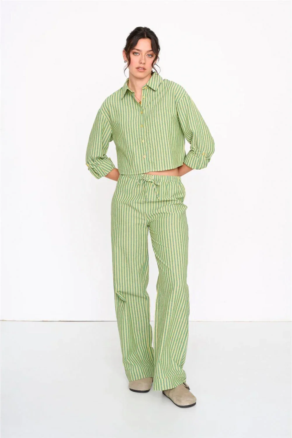 24COLOURS - STRIPED GREEN PANTS - Image 3