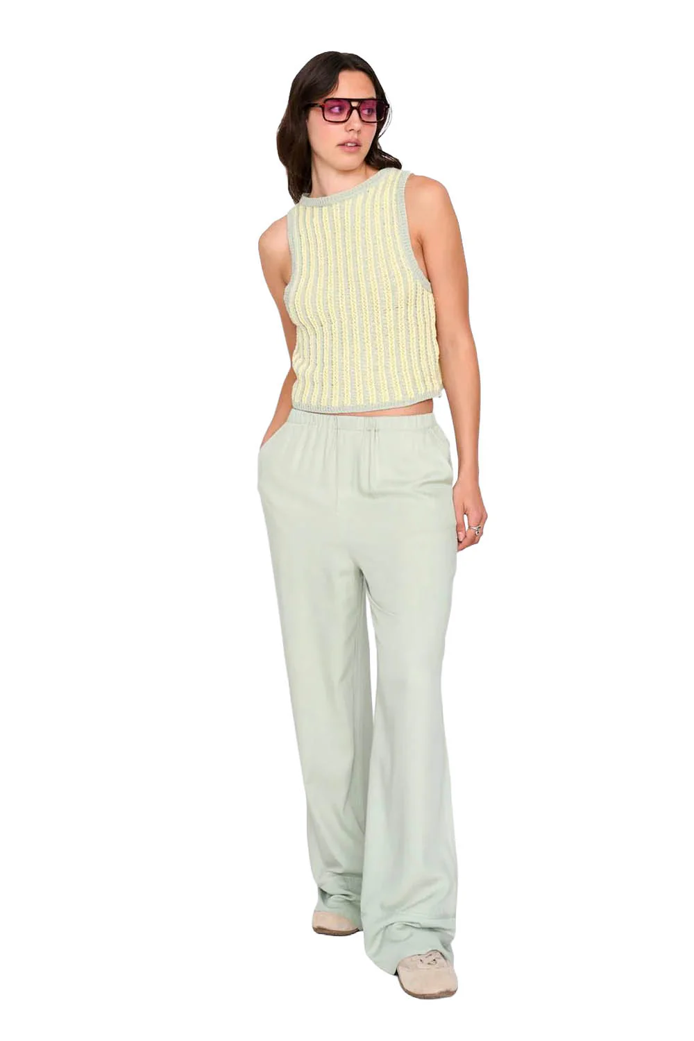 24COLOURS - STRIPED KNITTED TOP - GREEN - Image 4
