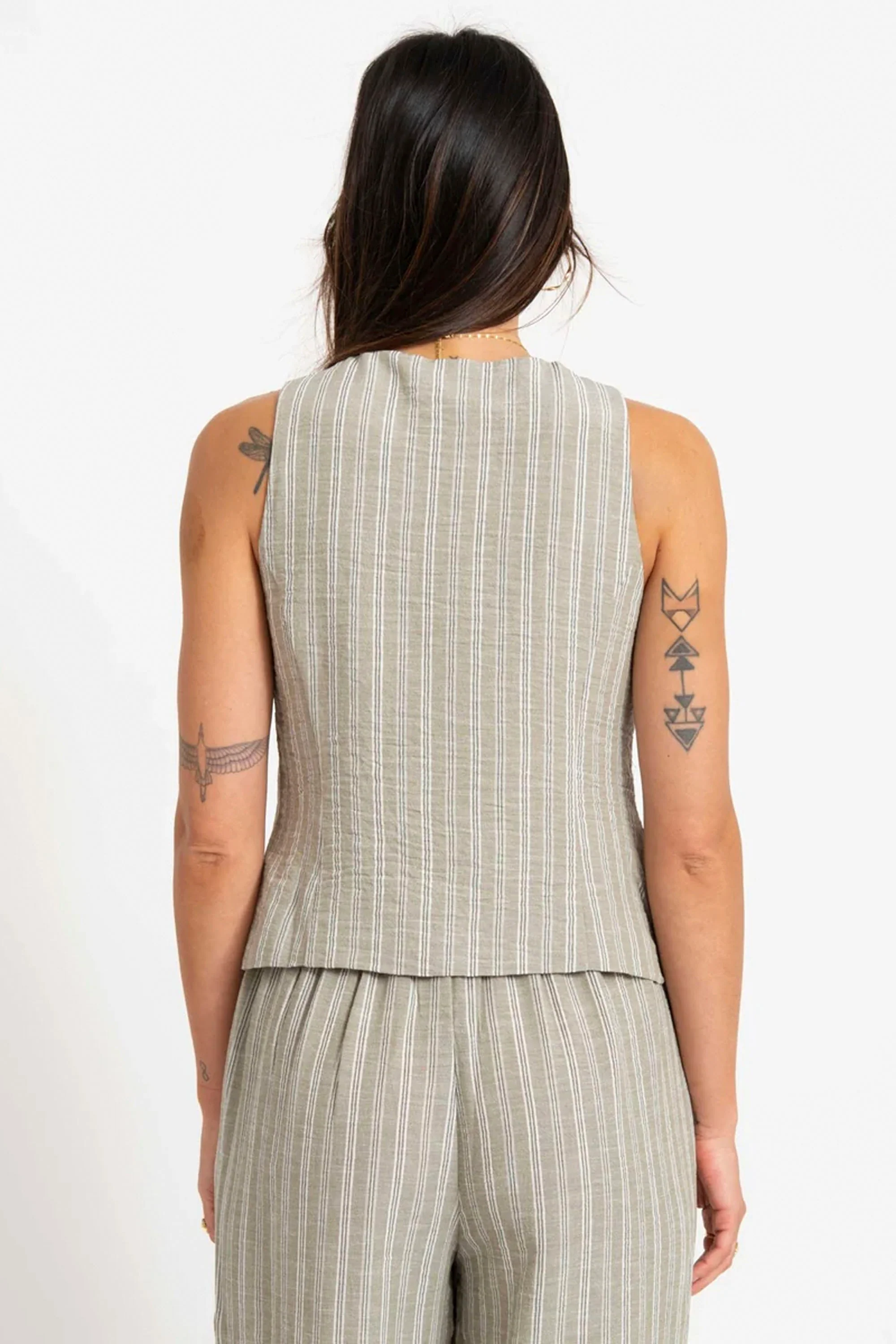 24COLOURS - STRIPED VEST - GREEN - Image 3