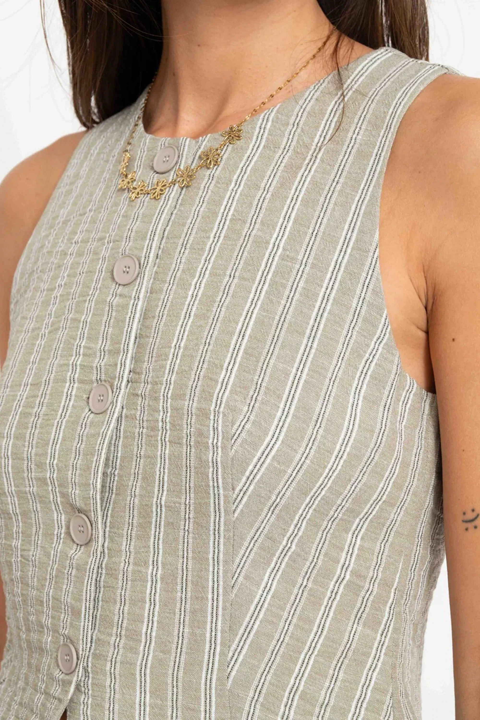 24COLOURS - STRIPED VEST - GREEN - Image 4