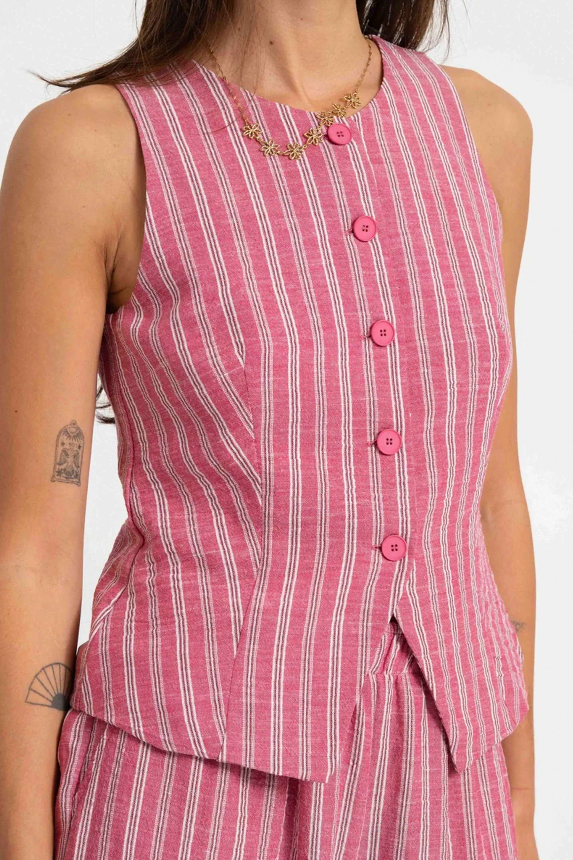24COLOURS - STRIPED VEST - PINK - Image 3