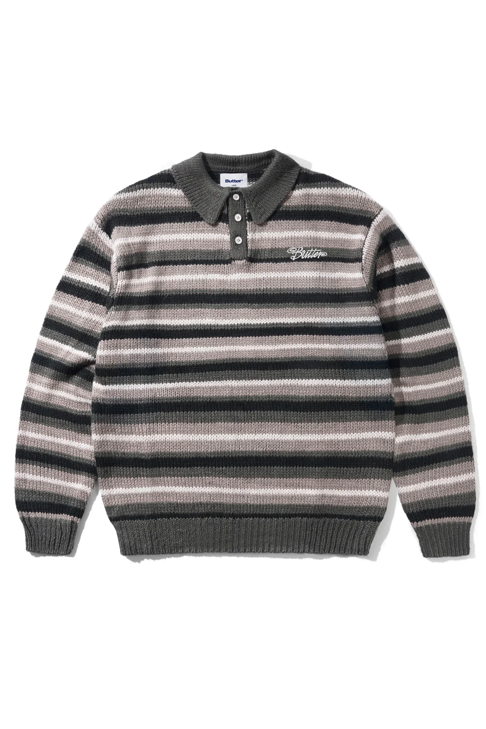 BUTTER - OMBRE STRIPE KNIT SWEATER - BLACK