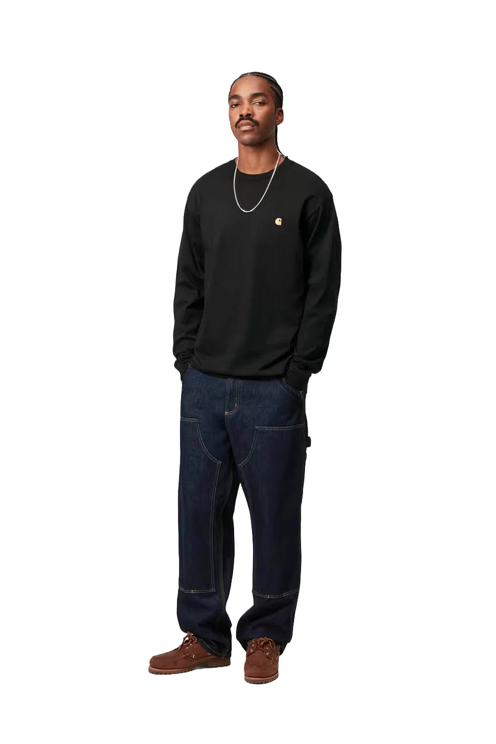 CARHARTT WIP - CHASE LONG SLEEVE T-SHIRT - BLACK - Image 3
