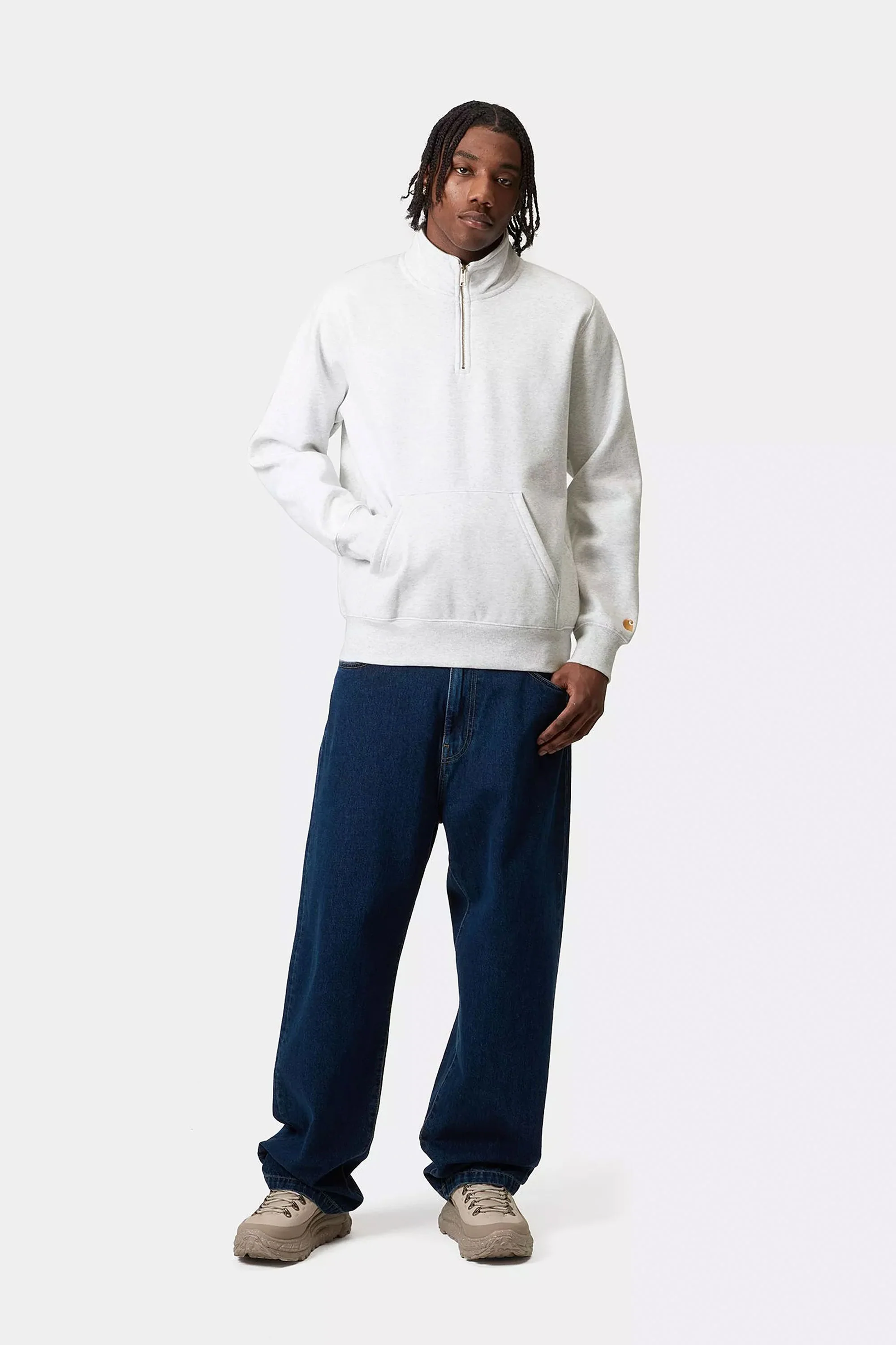 CARHARTT WIP - CHASE NECK ZIP SWEAT - ASH HEATHER - Image 3