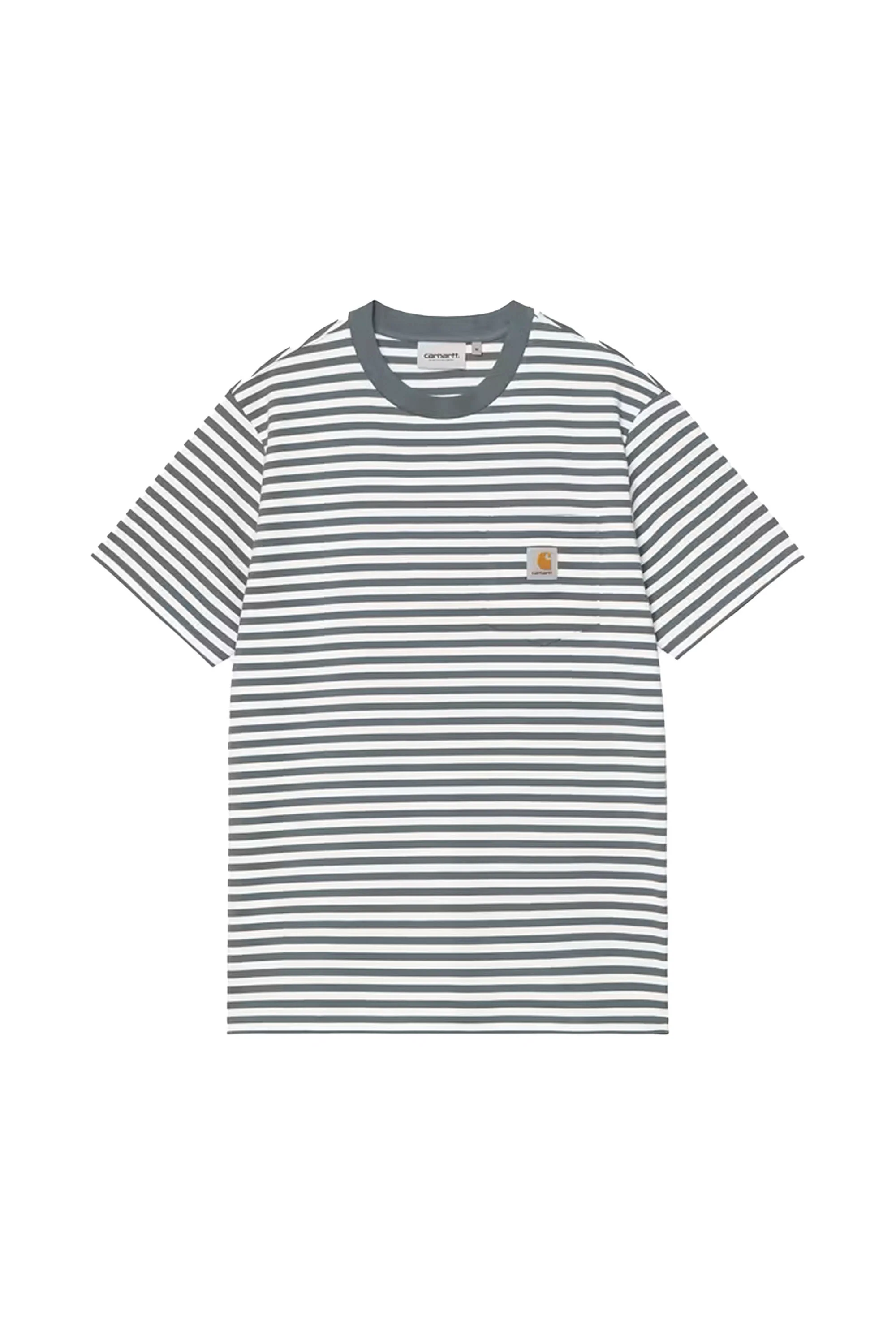CARHARTT WIP - EZRA POCKET T-SHIRT - COZY BLUE STRIPE