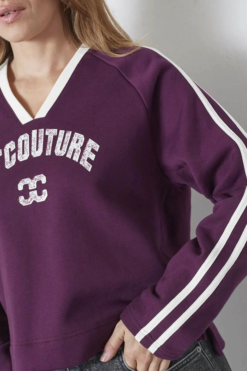CO´COUTURE - BATUCC COCO V-SWEAT - PLUM - Image 4