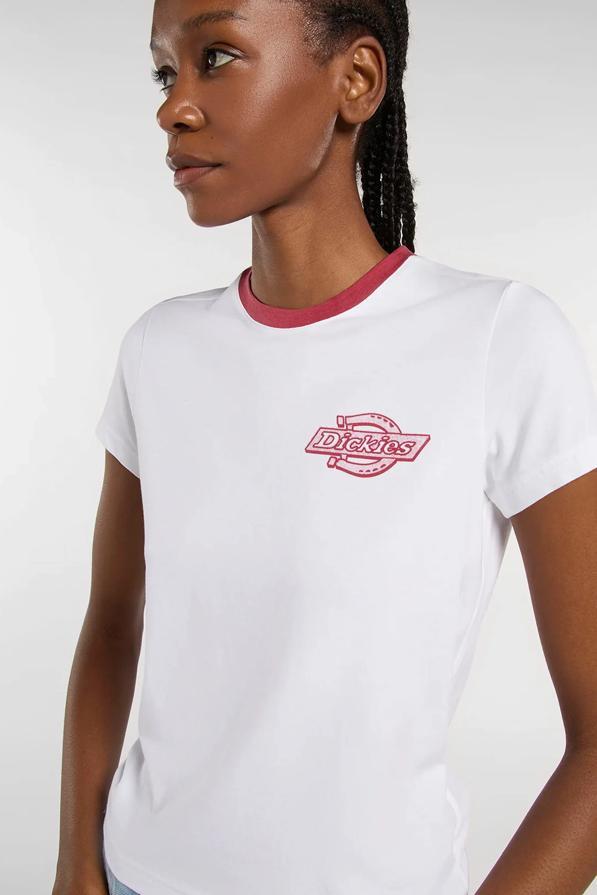 DICKIES - PLAINVILLE RINGER TEE - WHITE - Image 4