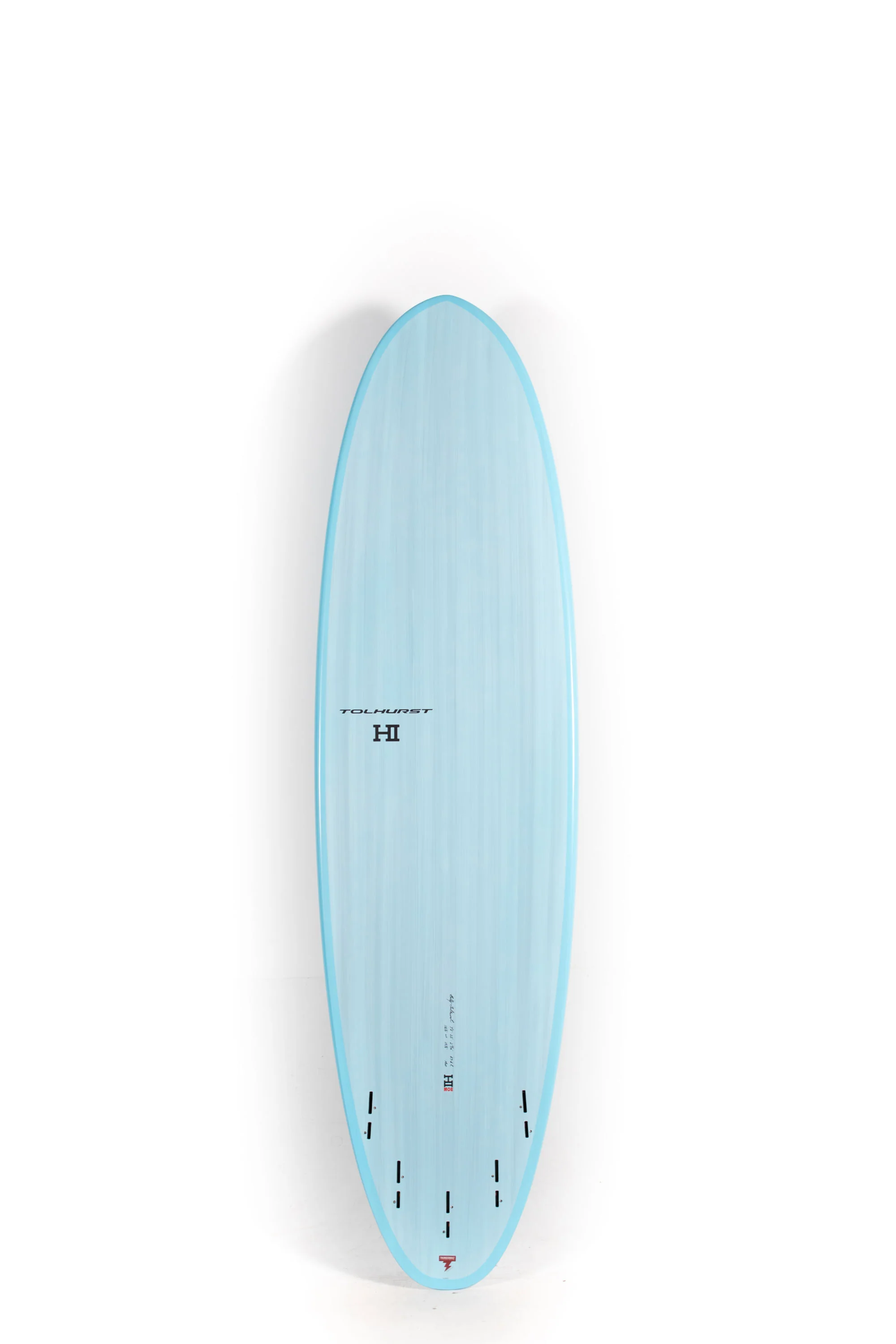 Harley Ingleby Surfboards - Moe - Light Blue - Thunderbolt Red - 7'2" x 22 x 2 13/16 - 49.4L - Image 2