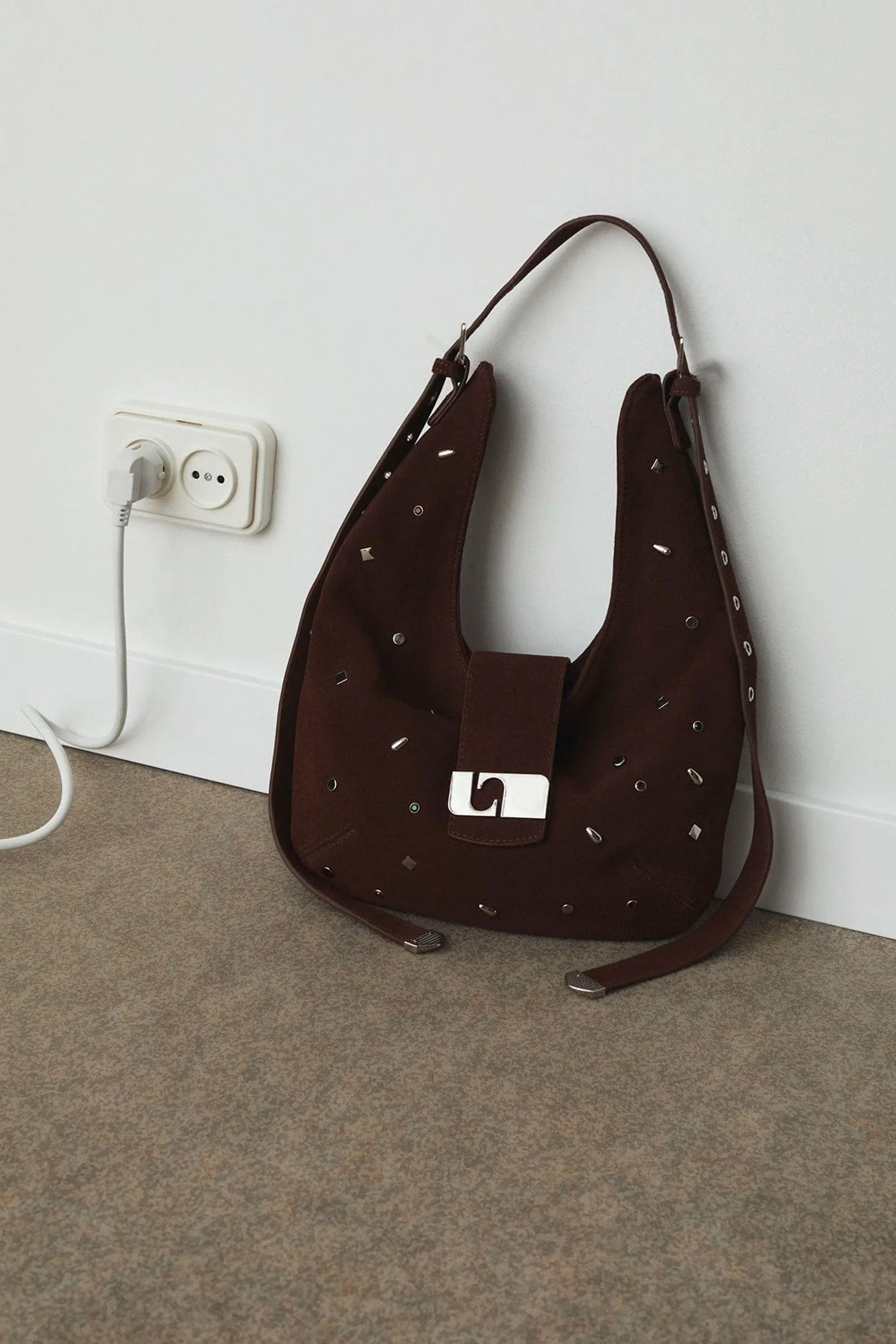 LAAGAM - VIXEN BROWN SUEDE STUDS BAG - Image 2