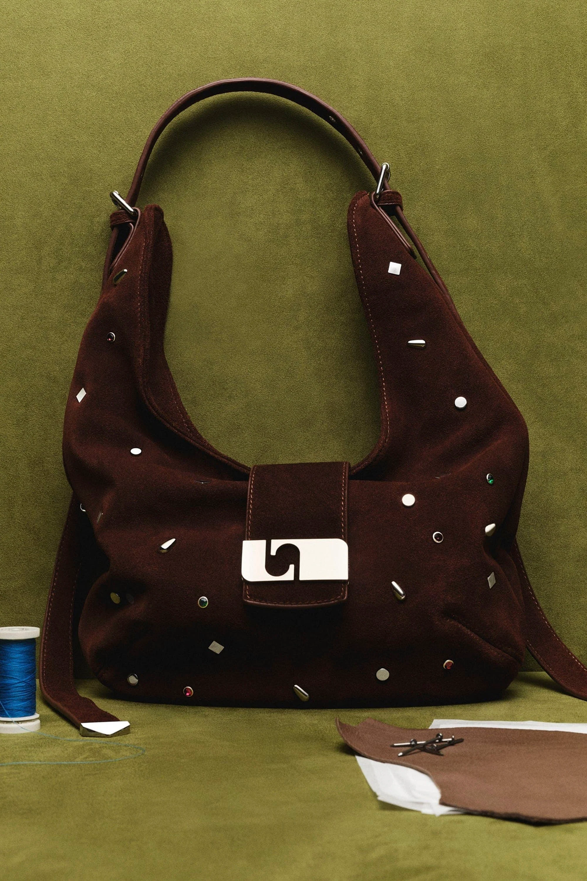 LAAGAM - VIXEN BROWN SUEDE STUDS BAG - Image 3