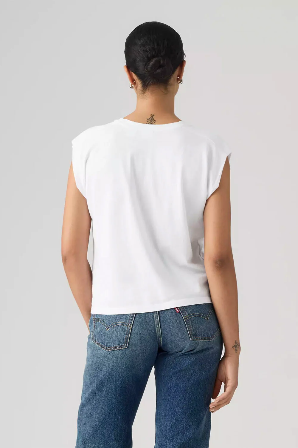 LEVIS - PLEATED MUSCLE TANK - BRIGHT WHITE - Image 4