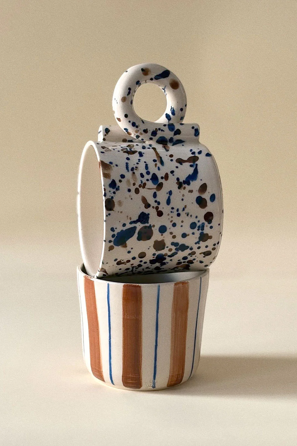 LUZ CERAMICS - BROWN BLUE STRIPES CUP - Image 3