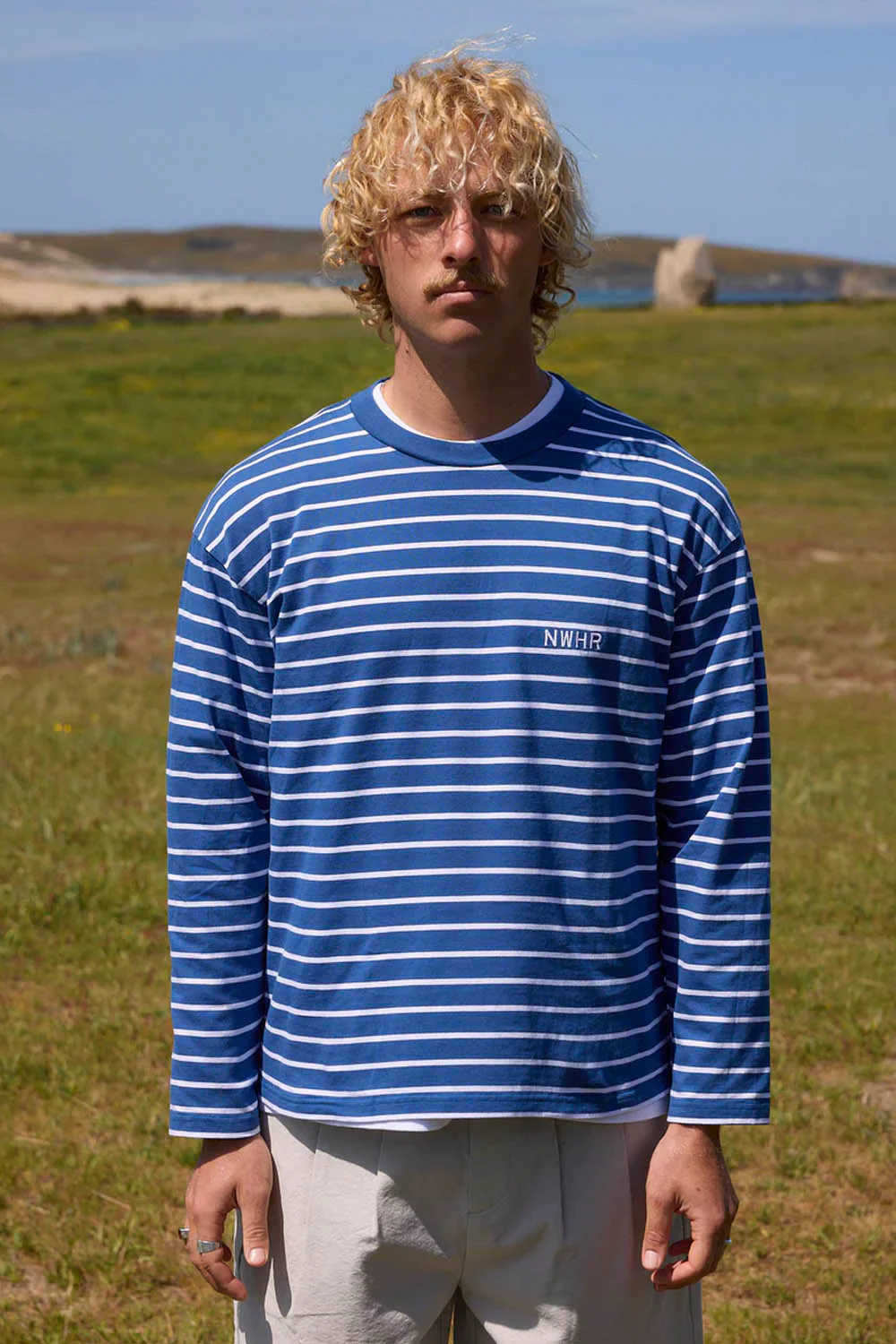 NOWHERE - STRIPED LONG SLEEVE TEE - BLUE - Image 2