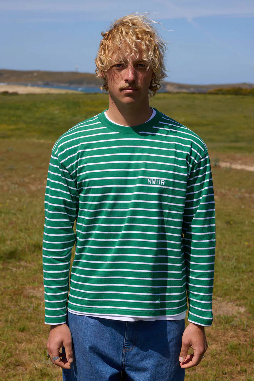 NOWHERE - STRIPED LONG SLEEVE TEE - GREEN - Image 2