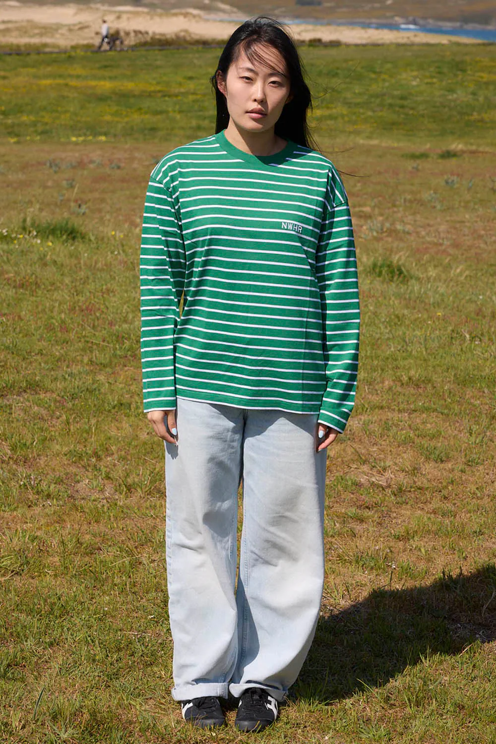 NOWHERE - STRIPED LONG SLEEVE TEE - GREEN - Image 3