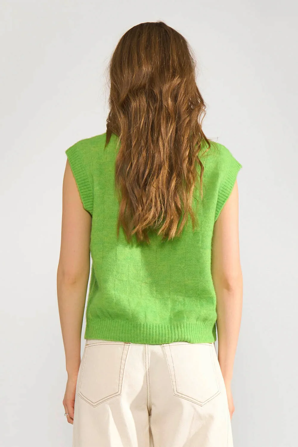 NÜMPH - NURIETTE CHECK VEST - JASMINE GREEN - Image 2