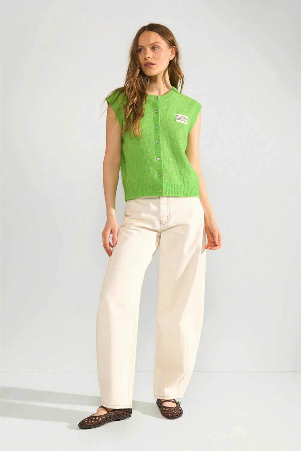 NÜMPH - NURIETTE CHECK VEST - JASMINE GREEN - Image 3