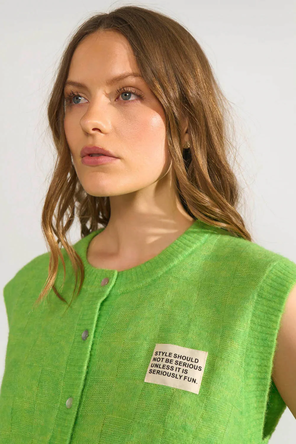 NÜMPH - NURIETTE CHECK VEST - JASMINE GREEN - Image 4