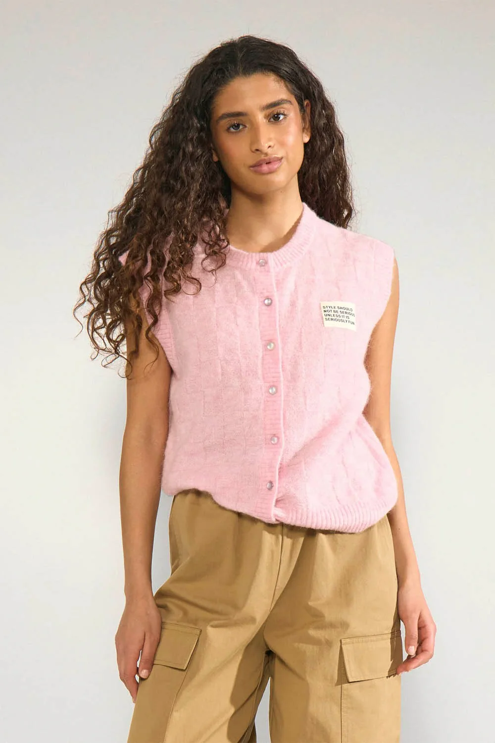 NÜMPH - NURIETTE CHECK VEST - PINK LADY