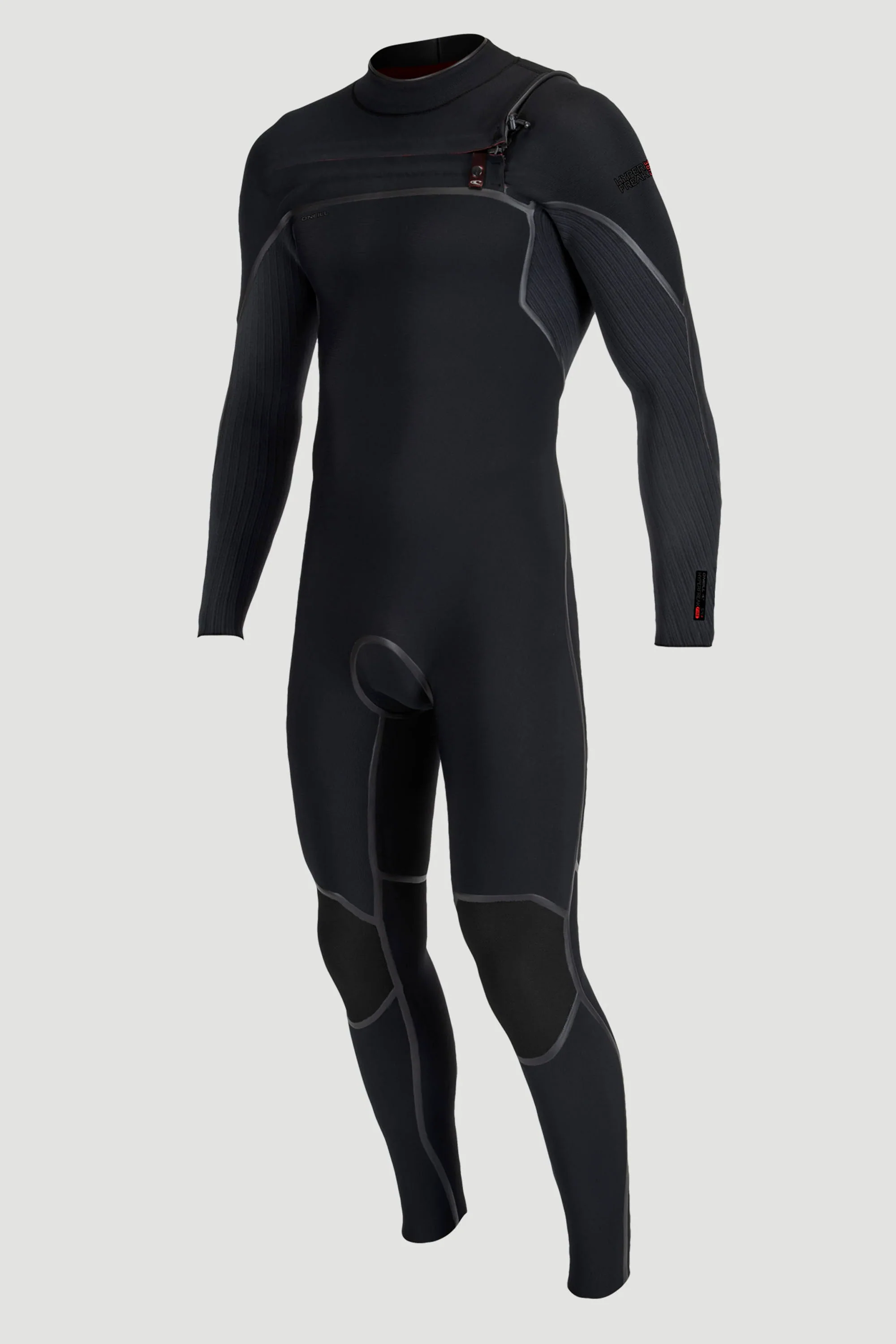 O´NEILL - HYPERFREAK FIRE - 5/4MM - Chest zip - BLACK/BLACK - MAN