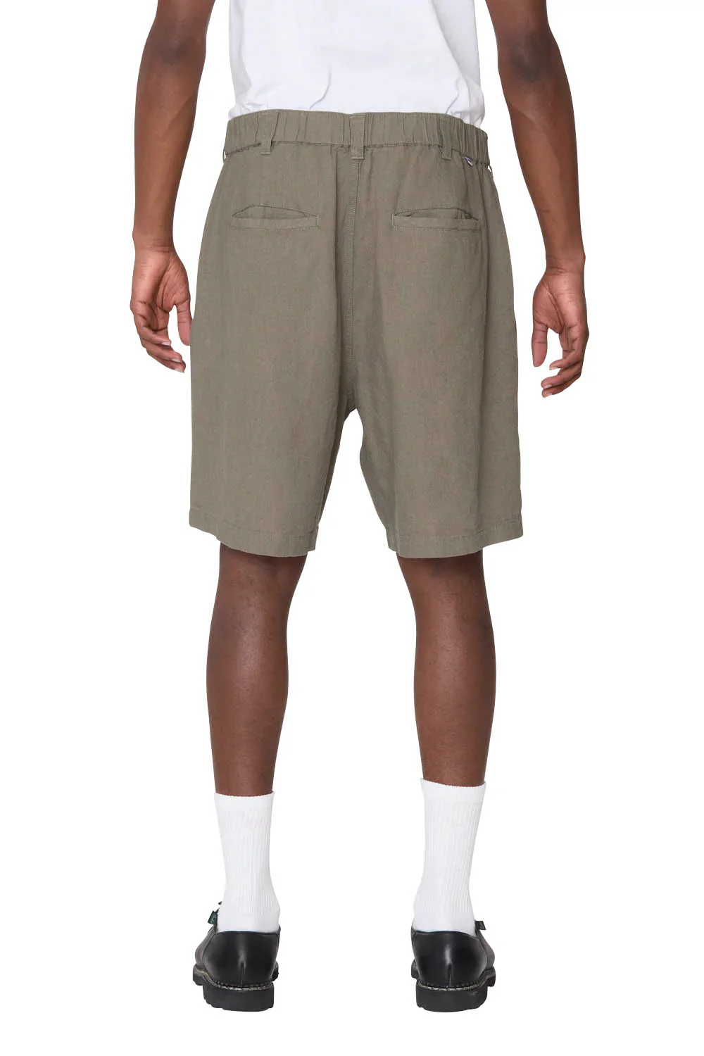 OBEY - FOSTER PLEATED LINEN SHORT - SMOKEY OLIVE - Image 3