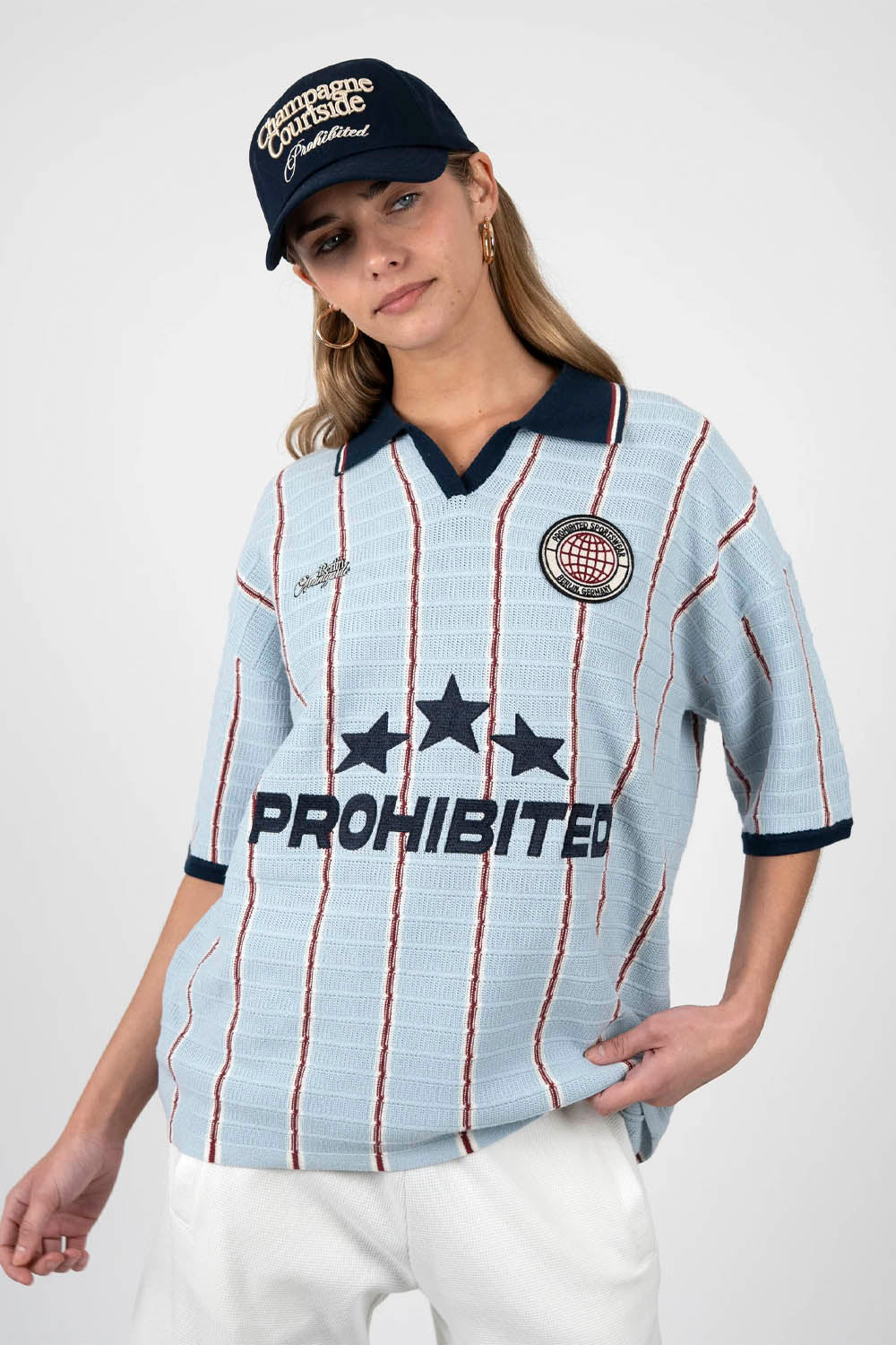 PROHIBITED - STARS KNIT TRIKOT - LIGHT BLUE - Image 2