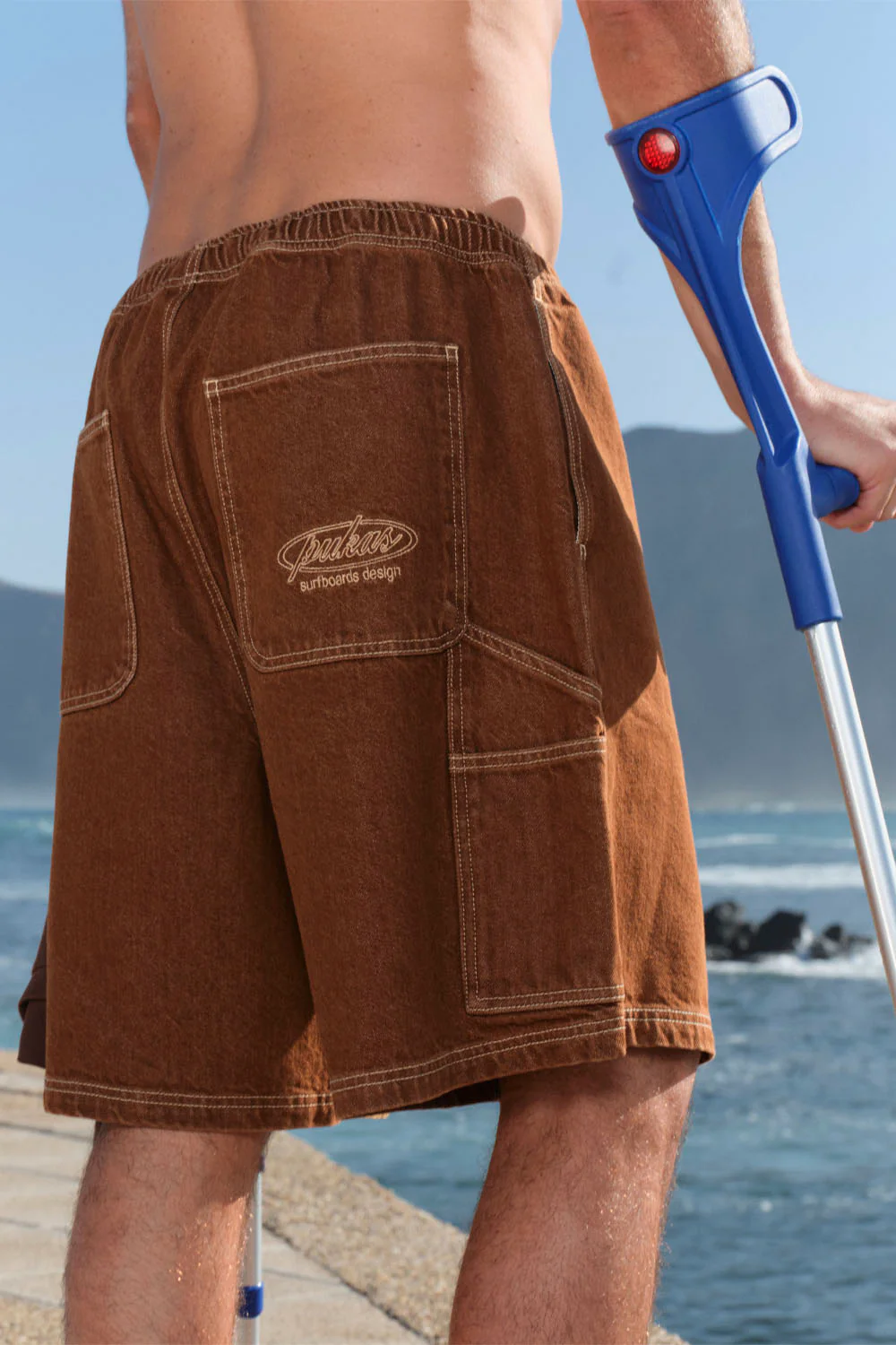 PUKAS - DENIM WALKSHORT - WASHED BROWN - Image 5