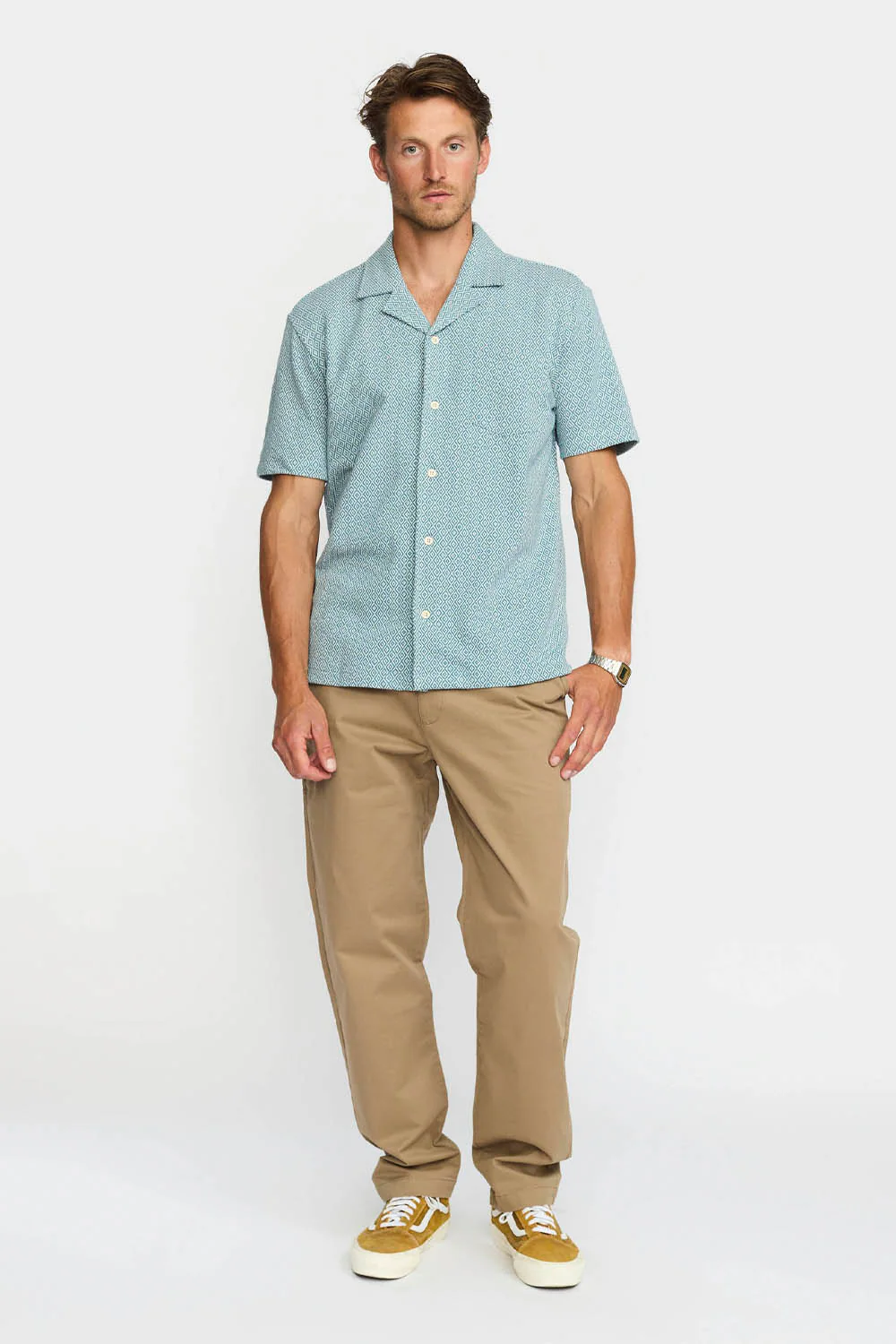 REVOLUTION - JACQUARD CUBAN SHIRT - DUST BLUE - Image 3