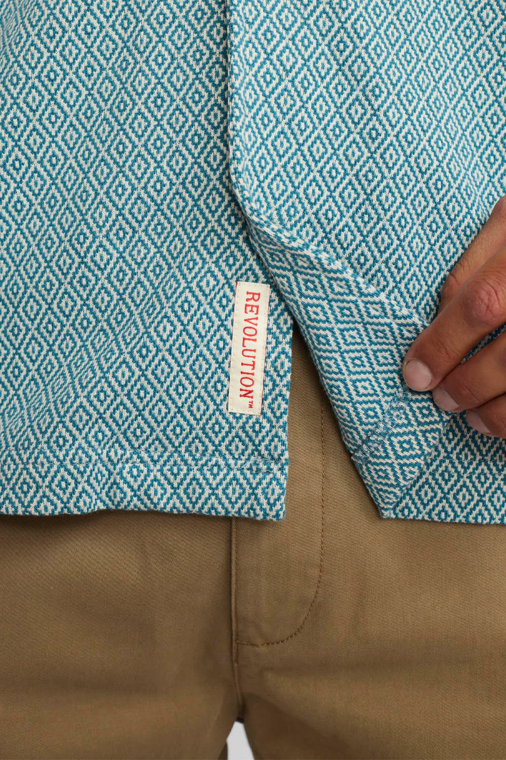 REVOLUTION - JACQUARD CUBAN SHIRT - DUST BLUE - Image 5