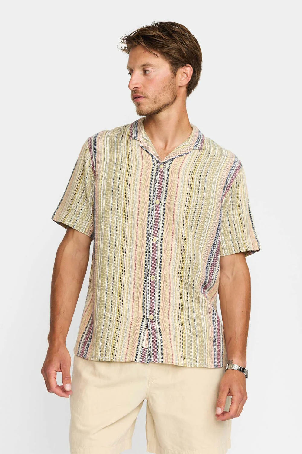 REVOLUTION - STRIPED CUBAN SHIRT - ARMY