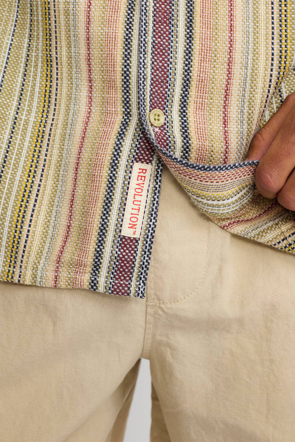 REVOLUTION - STRIPED CUBAN SHIRT - ARMY - Image 5