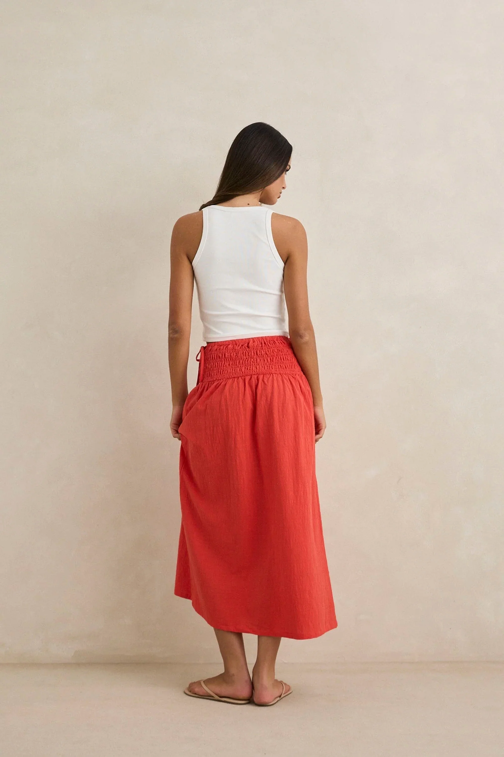 RHYTHM - ALANA TIE SIDE MAXI SKIRT - RED - Image 3