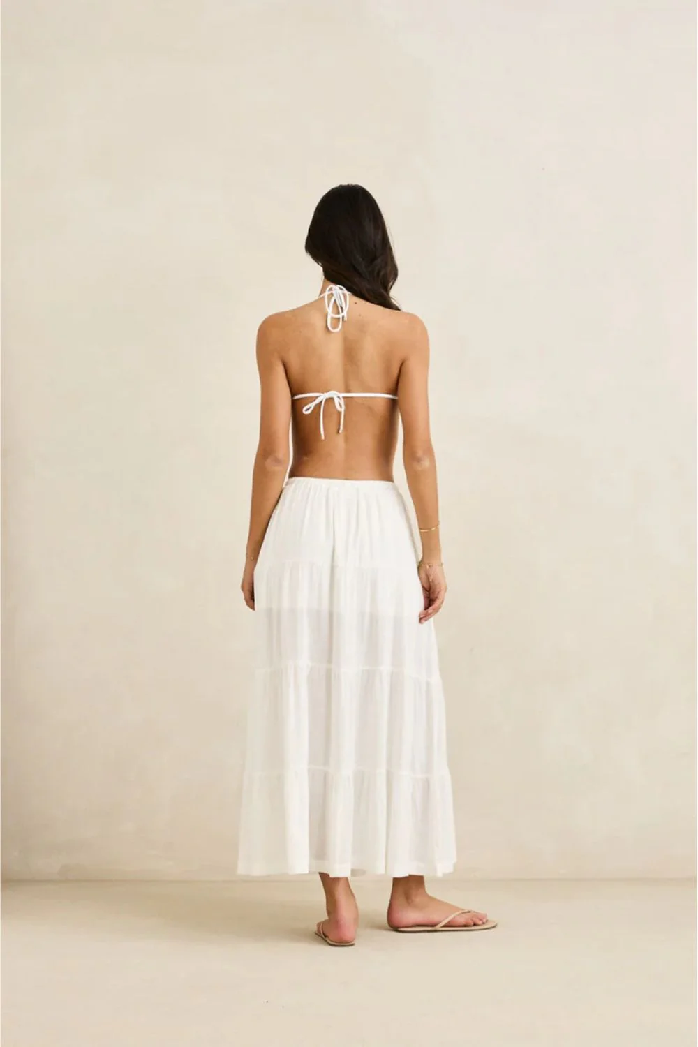 RHYTHM - CLASSIC TIERED MAXI SKIRT - WHITE - Image 4