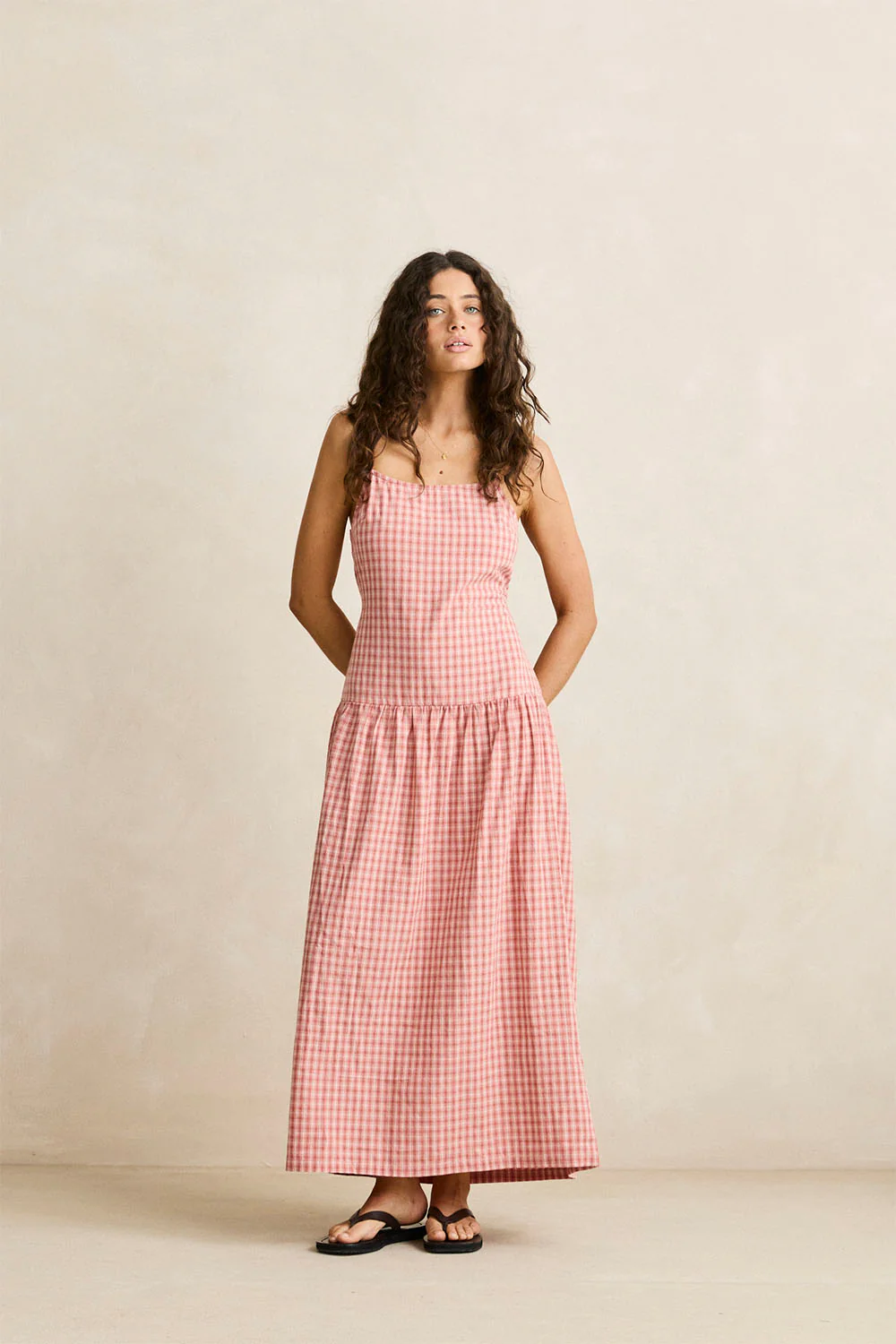 RHYTHM - KIRRA CHECK MAXI DRESS